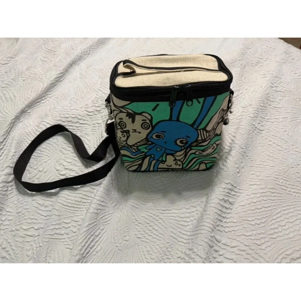 SoYoung Kids Insulated Lunch Bag Crossbody Raw Linen Graphic Print